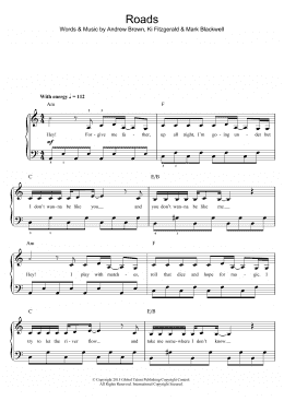 page one of Roads (Piano, Vocal & Guitar Chords)