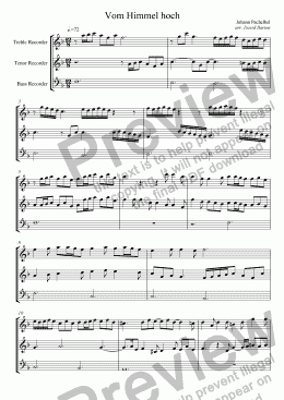 page one of Pachelbel for Recorders: "Vom Himmel hoch" ATB