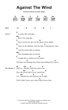 page one of Against The Wind (Guitar Chords/Lyrics)