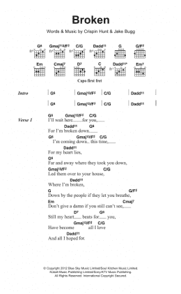 page one of Broken (Guitar Chords/Lyrics)