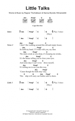 page one of Little Talks (Guitar Chords/Lyrics)