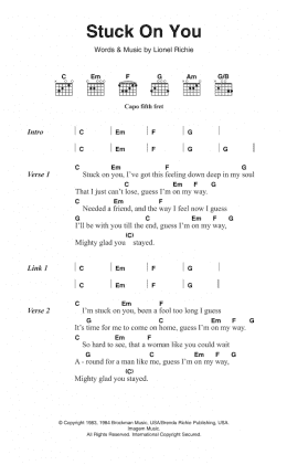 page one of Stuck On You (Guitar Chords/Lyrics)