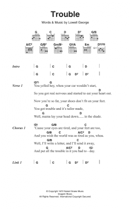 page one of Trouble (Guitar Chords/Lyrics)