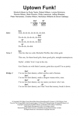 page one of Uptown Funk (feat. Bruno Mars) (Guitar Chords/Lyrics)