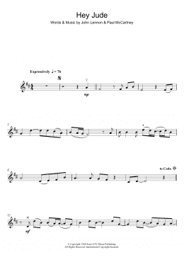 page one of Hey Jude (Lead Sheet / Fake Book)