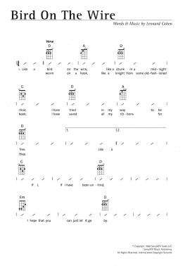 page one of Bird On The Wire (Bird On A Wire) (Ukulele Chords/Lyrics)