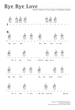 page one of Bye Bye Love (Ukulele Chords/Lyrics)