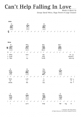 page one of Can't Help Falling In Love (Ukulele Chords/Lyrics)