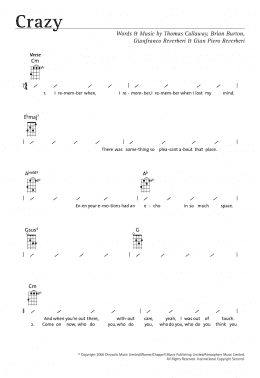 page one of Crazy (Ukulele Chords/Lyrics)