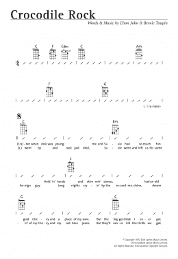 page one of Crocodile Rock (Ukulele Chords/Lyrics)