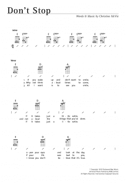 page one of Don't Stop (Ukulele Chords/Lyrics)