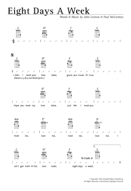 page one of Eight Days A Week (Ukulele Chords/Lyrics)