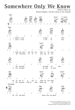 page one of Somewhere Only We Know (Ukulele Chords/Lyrics)