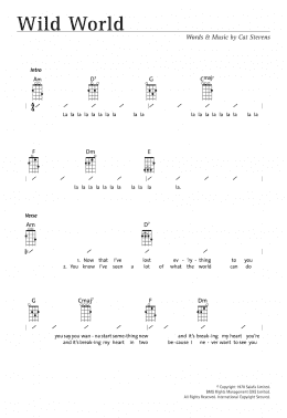 page one of Wild World (Ukulele Chords/Lyrics)