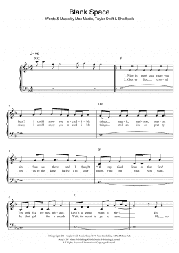 page one of Blank Space (Easy Piano)