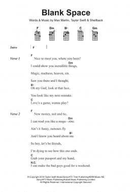 page one of Blank Space (Piano, Vocal & Guitar Chords)