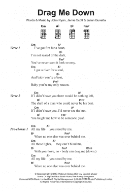 page one of Drag Me Down (Piano, Vocal & Guitar Chords)