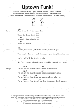 page one of Uptown Funk (feat. Bruno Mars) (Ukulele Chords/Lyrics)