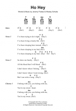 page one of Ho Hey (Ukulele Chords/Lyrics)