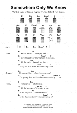 page one of Somewhere Only We Know (Piano, Vocal & Guitar Chords)