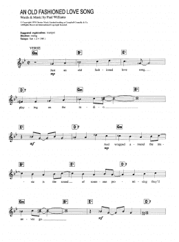 page one of An Old Fashioned Love Song (Piano Chords/Lyrics)