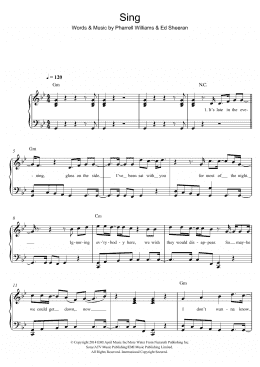 page one of Sing (Easy Piano)