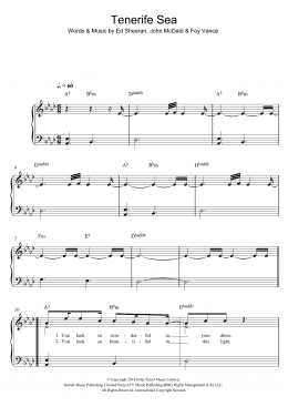 page one of Tenerife Sea (Easy Piano)