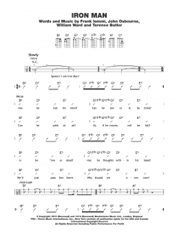 page one of Iron Man (Ukulele Chords/Lyrics)