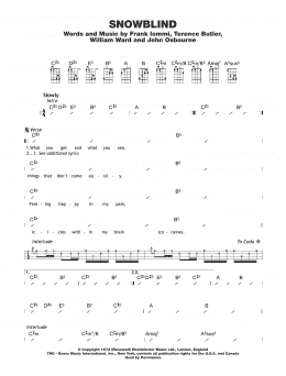 page one of Snowblind (Ukulele Chords/Lyrics)