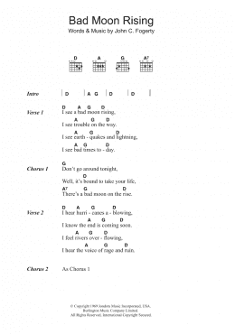 page one of Bad Moon Rising (Guitar Chords/Lyrics)