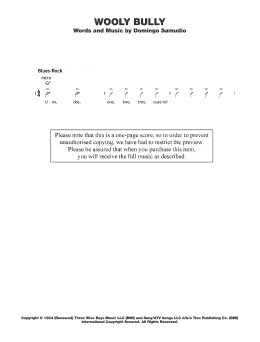 page one of Wooly Bully (Ukulele Chords/Lyrics)