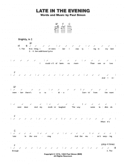 page one of Late In The Evening (Ukulele Chords/Lyrics)