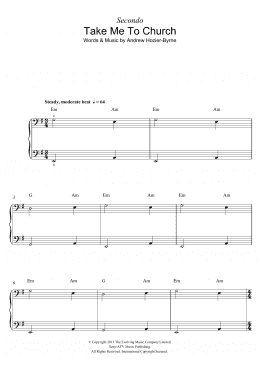 page one of Take Me To Church (Piano Duet)