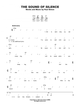 page one of The Sound Of Silence (Ukulele Chords/Lyrics)