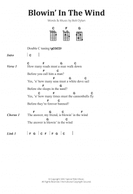 page one of Blowin' In The Wind (Piano, Vocal & Guitar Chords)