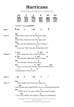 page one of Hurricane (Piano, Vocal & Guitar Chords)