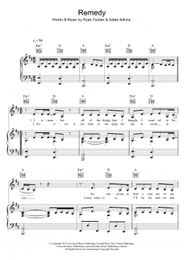 page one of Remedy (Piano, Vocal & Guitar Chords)