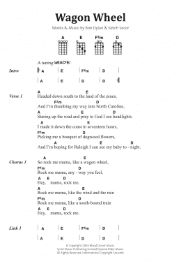 page one of Wagon Wheel (Banjo Chords/Lyrics)