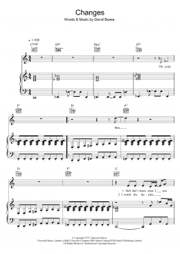 page one of Changes (Piano, Vocal & Guitar Chords)