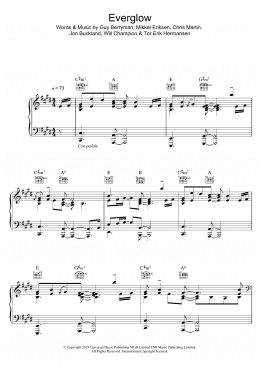 page one of Everglow (Piano, Vocal & Guitar Chords (Right-Hand Melody))