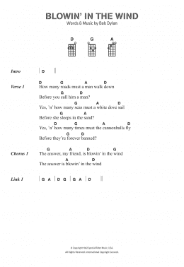 page one of Blowin' In The Wind (Piano, Vocal & Guitar Chords)