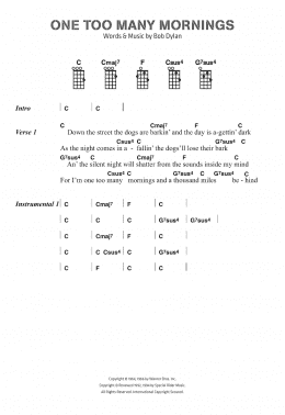 page one of One Too Many Mornings (Piano, Vocal & Guitar Chords)