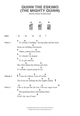 page one of Quinn The Eskimo (The Mighty Quinn) (Piano, Vocal & Guitar Chords)