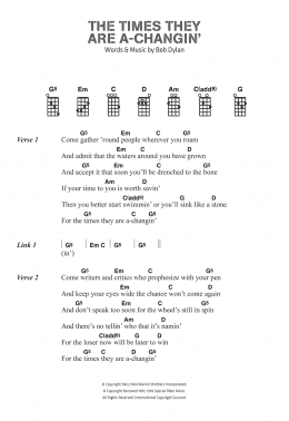 page one of The Times They Are A-Changin' (Piano, Vocal & Guitar Chords)