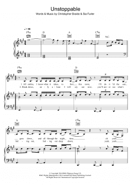 page one of Unstoppable (Piano, Vocal & Guitar Chords (Right-Hand Melody))