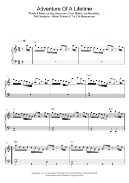 page one of Adventure Of A Lifetime (Easy Piano)