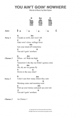 page one of You Ain't Goin' Nowhere (Piano, Vocal & Guitar Chords)