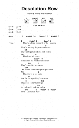 page one of Desolation Row (Guitar Chords/Lyrics)