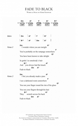 page one of Fade To Black (Guitar Chords/Lyrics)