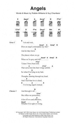 page one of Angels (Piano, Vocal & Guitar Chords)